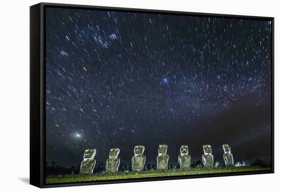 Seven Moai under the Stars-Michael-Framed Stretched Canvas