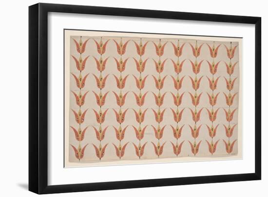 Seven Rows of Tulips, Fraktur Painting, C.1800-20-null-Framed Giclee Print