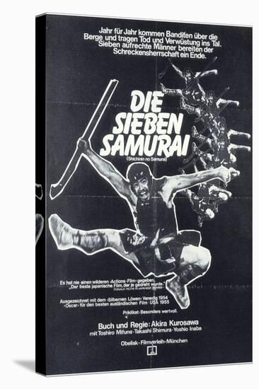 Seven Samurai, German Movie Poster, 1954-null-Stretched Canvas