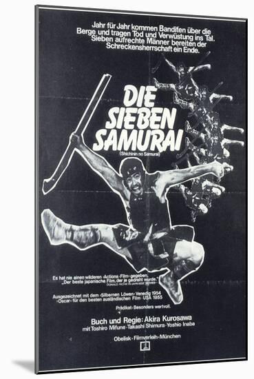 Seven Samurai, German Movie Poster, 1954-null-Mounted Art Print