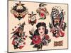 "Seven Seas" Authentic Tattoo Flash by Norman Collins, aka, Sailor Jerry-null-Mounted Art Print