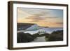 Seven Sisters and Beachy Head with coastguard cottages at sunrise in spring, Seaford Head-Stuart Black-Framed Photographic Print