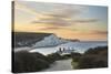 Seven Sisters and Beachy Head with coastguard cottages at sunrise in spring, Seaford Head-Stuart Black-Stretched Canvas