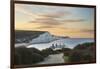 Seven Sisters and Beachy Head with coastguard cottages at sunrise in spring, Seaford Head-Stuart Black-Framed Photographic Print