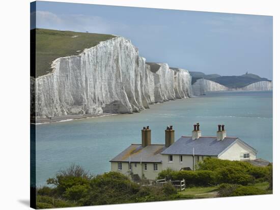 Seven Sisters Chalk Cliffs, Cuckmere Haven, Near Seaford, East Sussex, England-David Wall-Stretched Canvas