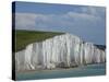 Seven Sisters Chalk Cliffs, Seen from Cuckmere Haven, Near Seaford, East Sussex, England-David Wall-Stretched Canvas