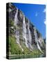 Seven Sisters Falls as Seen from Ferry, Geiranger Fjord, Norway, Europe-Anthony Waltham-Stretched Canvas
