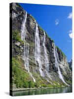 Seven Sisters Falls as Seen from Ferry, Geiranger Fjord, Norway, Europe-Anthony Waltham-Stretched Canvas