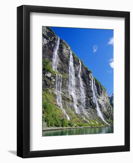 Seven Sisters Falls as Seen from Ferry, Geiranger Fjord, Norway, Europe-Anthony Waltham-Framed Photographic Print