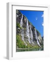 Seven Sisters Falls as Seen from Ferry, Geiranger Fjord, Norway, Europe-Anthony Waltham-Framed Photographic Print