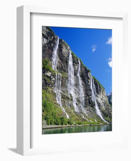 Seven Sisters Falls as Seen from Ferry, Geiranger Fjord, Norway, Europe-Anthony Waltham-Framed Photographic Print