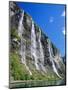 Seven Sisters Falls as Seen from Ferry, Geiranger Fjord, Norway, Europe-Anthony Waltham-Mounted Photographic Print