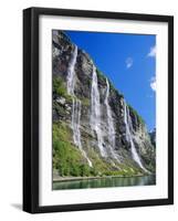 Seven Sisters Falls as Seen from Ferry, Geiranger Fjord, Norway, Europe-Anthony Waltham-Framed Photographic Print