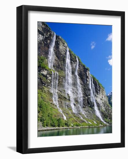 Seven Sisters Falls as Seen from Ferry, Geiranger Fjord, Norway, Europe-Anthony Waltham-Framed Photographic Print