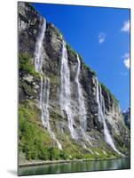 Seven Sisters Falls as Seen from Ferry, Geiranger Fjord, Norway, Europe-Anthony Waltham-Mounted Photographic Print
