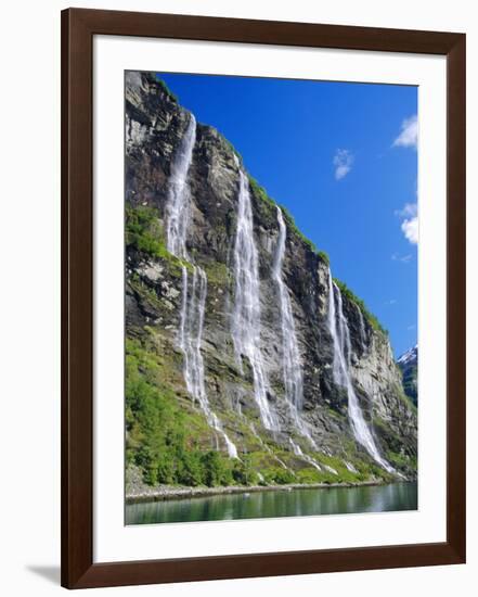 Seven Sisters Falls as Seen from Ferry, Geiranger Fjord, Norway, Europe-Anthony Waltham-Framed Photographic Print