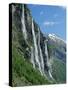 Seven Sisters Falls, Geiranger Fjord, Western Fjordlands, Norway, Scandinavia, Europe-Anthony Waltham-Stretched Canvas