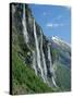 Seven Sisters Falls, Geiranger Fjord, Western Fjordlands, Norway, Scandinavia, Europe-Anthony Waltham-Stretched Canvas