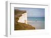Seven Sisters National Park, View of the Cliffs, Lighthouse and the Beach, East Sussex, England, UK-niepo-Framed Photographic Print