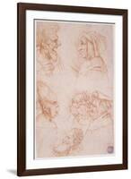 Seven Studies of Grotesque Faces-Leonardo da Vinci-Framed Giclee Print