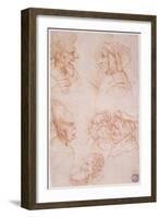 Seven Studies of Grotesque Faces-Leonardo da Vinci-Framed Giclee Print