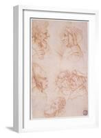 Seven Studies of Grotesque Faces-Leonardo da Vinci-Framed Giclee Print