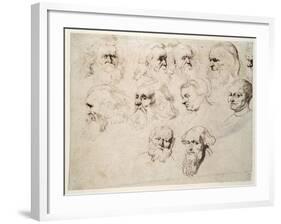 Seven Studies of the Head of an Elderly Bearded Man-Peter Paul Rubens-Framed Giclee Print