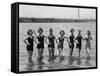 Seven Young Women in Bathing Suits in the Potomac River at Arlington Beach, April 29, 1925-null-Framed Stretched Canvas