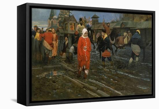 Seventeenth-Century Moscow Street on a Public Holiday, 1895-Andrei Petrovich Ryabushkin-Framed Stretched Canvas