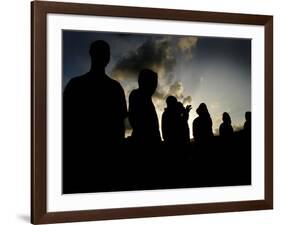 Several Africans Immigrants Chat at Sunset Outside of the Holding Centre for Immigrants-null-Framed Photographic Print