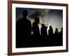 Several Africans Immigrants Chat at Sunset Outside of the Holding Centre for Immigrants-null-Framed Photographic Print