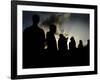 Several Africans Immigrants Chat at Sunset Outside of the Holding Centre for Immigrants-null-Framed Photographic Print