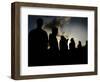 Several Africans Immigrants Chat at Sunset Outside of the Holding Centre for Immigrants-null-Framed Photographic Print
