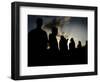 Several Africans Immigrants Chat at Sunset Outside of the Holding Centre for Immigrants-null-Framed Photographic Print