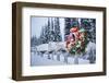 Several Mailboxes Lined Up In A Row With One Decorated With A Christmas Wreath During Winter-Design Pics-Framed Photographic Print