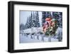 Several Mailboxes Lined Up In A Row With One Decorated With A Christmas Wreath During Winter-Design Pics-Framed Photographic Print