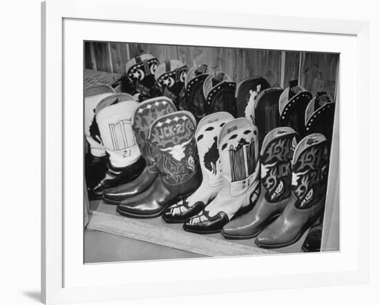 Several Pairs of Cowboy Boots from the 21 Club's Jack Kriendler's Collection-Eric Schaal-Framed Photographic Print