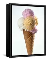 Several Scoops of Different Ice Cream in One Cone-Stefan Oberschelp-Framed Stretched Canvas