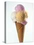 Several Scoops of Different Ice Cream in One Cone-Stefan Oberschelp-Stretched Canvas