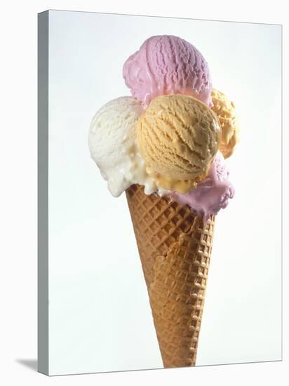 Several Scoops of Different Ice Cream in One Cone-Stefan Oberschelp-Stretched Canvas