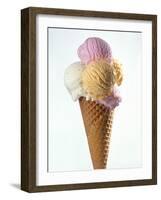 Several Scoops of Different Ice Cream in One Cone-Stefan Oberschelp-Framed Photographic Print