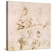 Several Studies of a Madonna and Child-Raphael-Stretched Canvas