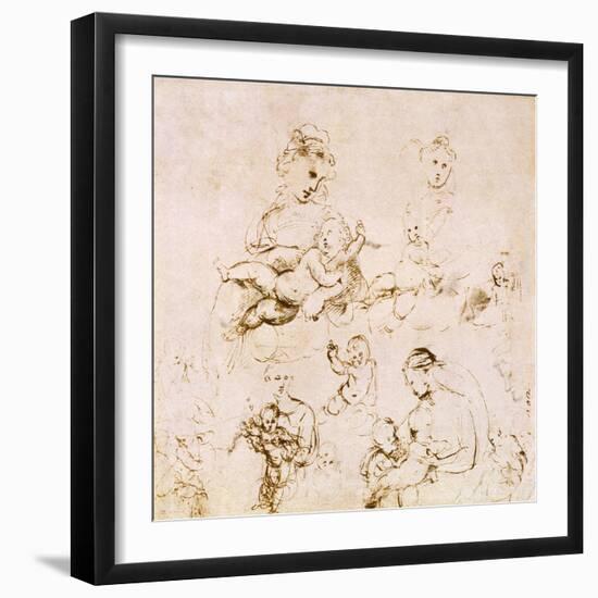 Several Studies of a Madonna and Child-Raphael-Framed Giclee Print