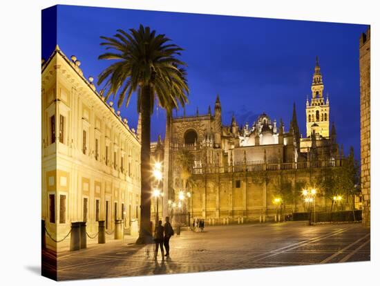 Seville Cathedral (Catedral) and the Giralda at Night-Stuart Black-Stretched Canvas