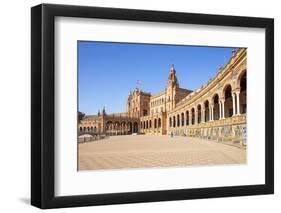 Seville Plaza de Espana with ceramic tiled alcoves and arches, Maria Luisa Park, Seville, Spain-Neale Clark-Framed Photographic Print