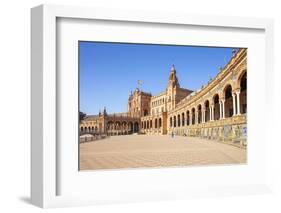 Seville Plaza de Espana with ceramic tiled alcoves and arches, Maria Luisa Park, Seville, Spain-Neale Clark-Framed Photographic Print