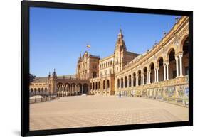 Seville Plaza de Espana with ceramic tiled alcoves and arches, Maria Luisa Park, Seville, Spain-Neale Clark-Framed Photographic Print