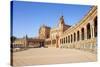 Seville Plaza de Espana with ceramic tiled alcoves and arches, Maria Luisa Park, Seville, Spain-Neale Clark-Stretched Canvas