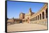 Seville Plaza de Espana with ceramic tiled alcoves and arches, Maria Luisa Park, Seville, Spain-Neale Clark-Framed Stretched Canvas