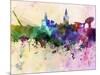 Seville Skyline in Watercolor Background-paulrommer-Mounted Art Print